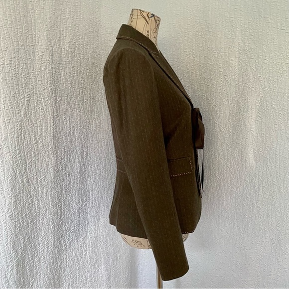 Rebecca Taylor Brown Blazer Tie Front Y2K - Picture 3 of 13